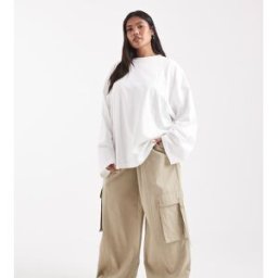 Asos Curve ASOS DESIGN Curve - Pantalon fonctionnel oversize à enfiler - Camel délavé-Neutre 3XL