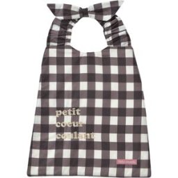 LITTLE CREVETTE Bavoir élastiqué vichy marron glacé Petit coeur coulant