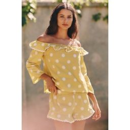 Short en coton à pois Celandine en Green, pour femme taille: 2XS chez Anthropologie