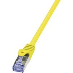 LogiLink CQ3087S RJ45 Câble réseau, câble patch CAT 6a S/FTP 7.50 m jaune ignifuge, avec cliquet dencastrement 1 pc(s)