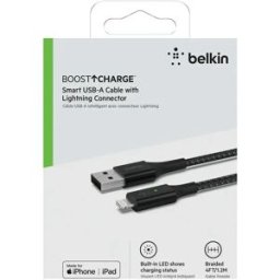 Belkin Câble Usb Caa007bt04bk Smart Led Cable Usb-a/lightning 1.2 M Black One Size unisex