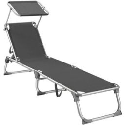 SONGMICS Bain de Soleil, Gris Anthracite / 193 x 53 x 31 cm