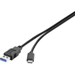 Renkforce Câble USB USB 3.2 Gen1 USB-A mâle, USB-C® mâle 1.00 m noir contacts dorés RF-4381080