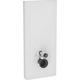 Module sanitaire Geberit Monolith Plus 131231TD7, façade blanche, panneaux latéraux en aluminium brossé, hauteur d'installation 114 cm
