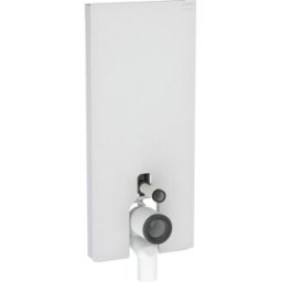 Module WC sur pied Geberit Monolith 131033TD5, façade blanche, panneaux latéraux en aluminium brossé, hauteur d'installation 114 cm