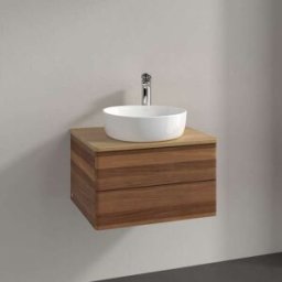 Villeroy und Boch Meuble vasque Villeroy & Boch Antao K18051HM 60x36x50cm, percé pour robinetterie, plan vasque couleur chêne miel, noyer chaud