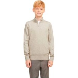 Jack & Jones Pull à Demi-zip Emil Oatmeal / Melange 12 Années Garçon