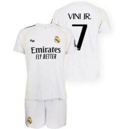 Real Madrid Ensemble à Manches Courtes Domicile 25/26 Vinicius White 10 Années Garçon,Fille