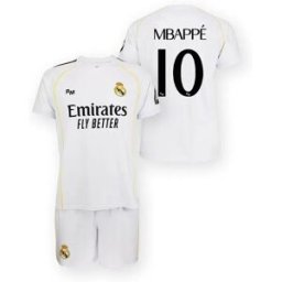 Real Madrid Ensemble à Manches Courtes Domicile 25/26 Mbappe White 6 Années Garçon,Fille