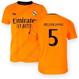 Real Madrid T-shirt Manches Courtes Junior Loin 24/25 Bellingham Orange 4 Années Garçon,Fille