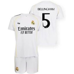 Real Madrid Ensemble à Manches Courtes Domicile 25/26 Bellingham White 8 Années Garçon