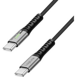 LogiLink Câble USB-C USB 2.0 USB-C® mâle 3.00 m noir avec LED, connecteur utilisable des deux cotés CU0425