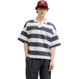 Jack & Jones Polo à Manches Courtes Savona Odyssey Grey / Snow White M Homme