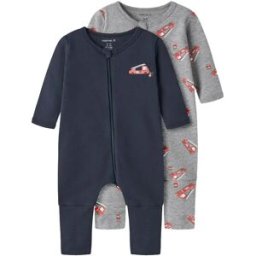 Name It Pyjama à Manches Longues Firetruck 2 Unités Grey Melange / W / Dark Sapphire 4 Années Garçon