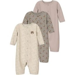Name It Pyjama à Manches Longues Nightsuit 3 Unités Vintage Khaki / Bear AOP / Peyote Melange / Mushroom 24 Mois Garçon,Fille