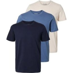 Selected T-shirt à Manches Courtes Cormac 3 Unités Sky Captain / Pack /Mid Blue /Oatmeal S Homme