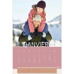 Cewe Calendrier photo de bureau - format portrait ou paysage - mois de dÃ©part au choix - avec support bois en option