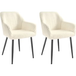 SONGMICS Chaise de salle à manger confort, Blanc Crème + Noir Mat / Lot de 2