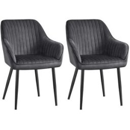 SONGMICS Chaise de salle à manger confort, Gris + Noir D'encre / Lot de 2