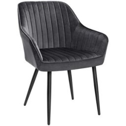 SONGMICS Chaise de salle à manger confort, Gris + Noir D'encre / Lot de 1