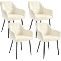 SONGMICS Chaise de salle à manger confort, Blanc Crème + Noir Mat / Lot de 4
