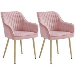 SONGMICS Chaise de salle à manger confort, Rose Bonbon + Doré Clair / Lot de 2