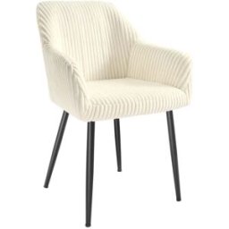 SONGMICS Chaise de salle à manger confort, Blanc Crème + Noir Mat / Lot de 1
