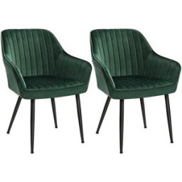 SONGMICS Chaise de salle à manger confort, Vert + Noir d'Encre / Lot de 2