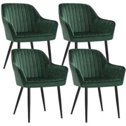 SONGMICS Chaise de salle à manger confort, Vert + Noir d'Encre / Lot de 4