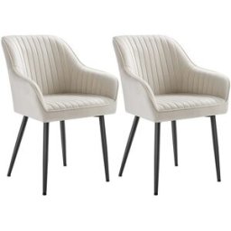 SONGMICS Chaise de salle à manger confort, Beige Cappuccino + Noir d'Encre / Lot de 2