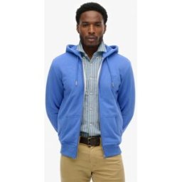 Superdry Homme Sweat à Capuche Zippé Logo Essential Mi-brossé Blue Taille: XL