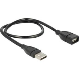Delock Câble USB USB 2.0 USB-A mâle, USB-A femelle 0.50 m noir câble col-de-cygne flexible 83499