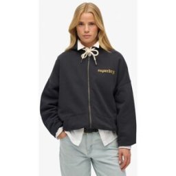 Superdry Femme Sweat à Capuche Zippé OverTaille Old School Tattoo Dark Grey Taille: 42