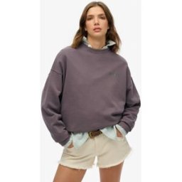 Superdry Femme Sweat ras du cou OverTaille Old School Tattoo Gris Taille: 36