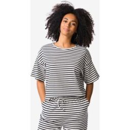HEMA T-shirt Noel Rayures Femme Noir (noir)