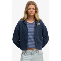 Superdry Femme Sweat à Capuche Zippé Heritage Hamptons Navy Taille: 34