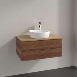 Villeroy und Boch Meuble vasque Villeroy & Boch Antao K19151HM 80x36x50cm, percé pour robinetterie, plan vasque couleur chêne miel, noyer chaud