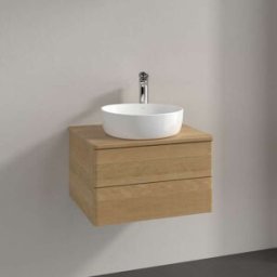 Villeroy und Boch Meuble vasque Villeroy & Boch Antao L18051HN avec éclairage, 2 tiroirs, 600 x 360 x 500 mm, façade lisse, chêne miel / chêne miel