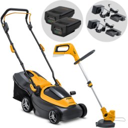 Stiga Collector 136e Kit + GT 100e - Kit Tondeuse à gazon + coupe-bordure à batterie - 40 V - 2x 20 V/2 Ah