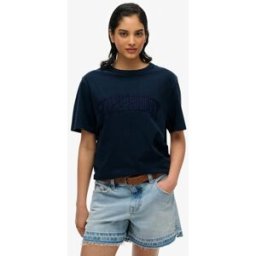 Superdry Femme T-shirt OverTaille ton sur ton Athletic Bleu Marine Taille: 42