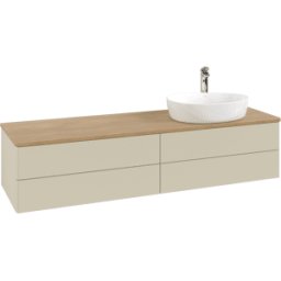Villeroy und Boch Meuble vasque Villeroy & Boch Antao K27051HJ 160 x 36 x 50 cm, percé pour robinetterie, plan vasque couleur chêne miel, laque mate gris soie