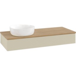 Villeroy und Boch Meuble vasque Villeroy & Boch Antao L11111HJ avec éclairage, 120 x 19 x 50 cm, plan vasque couleur chêne miel, laque mate gris soie