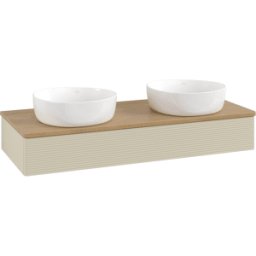 Villeroy und Boch Meuble vasque Villeroy & Boch Antao L13111HJ avec éclairage, 120 x 19 x 50 cm, plan vasque couleur chêne miel, laque mate gris soie