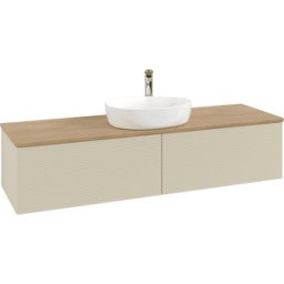 Villeroy und Boch Meuble vasque Villeroy & Boch Antao K36151HJ 160 x 36 x 50 cm, percé pour robinetterie, plan vasque couleur chêne miel, laque mate gris soie