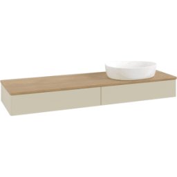Villeroy und Boch Meuble vasque Villeroy & Boch Antao K16011HJ 160 x 19 x 50 cm, plan vasque couleur chêne miel, laque mate gris soie