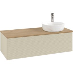 Villeroy und Boch Meuble vasque Villeroy & Boch Antao K34151HJ 120 x 36 x 50 cm, percé pour robinetterie, plan vasque couleur chêne miel, laque mate gris soie