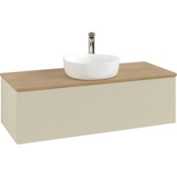 Villeroy und Boch Meuble vasque Villeroy & Boch Antao K32151HJ 120 x 36 x 50 cm, percé pour robinetterie, plan vasque couleur chêne miel, laque mate gris soie