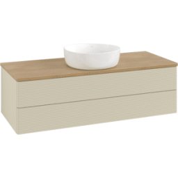 Villeroy und Boch Meuble vasque Villeroy & Boch Antao L21111HJ avec éclairage, 120 x 36 x 50 cm, plan vasque couleur chêne miel, laque mate gris soie