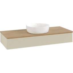 Villeroy und Boch Meuble vasque Villeroy & Boch Antao L10111HJ avec éclairage, 120 x 19 x 50 cm, plan vasque couleur chêne miel, laque mate gris soie