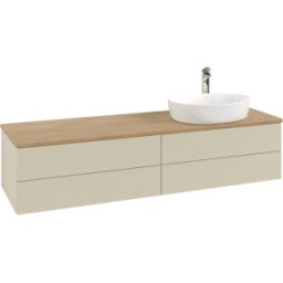 Villeroy und Boch Meuble vasque Villeroy & Boch Antao K27151HJ 160 x 36 x 50 cm, percé pour robinetterie, plan vasque couleur chêne miel, laque mate gris soie